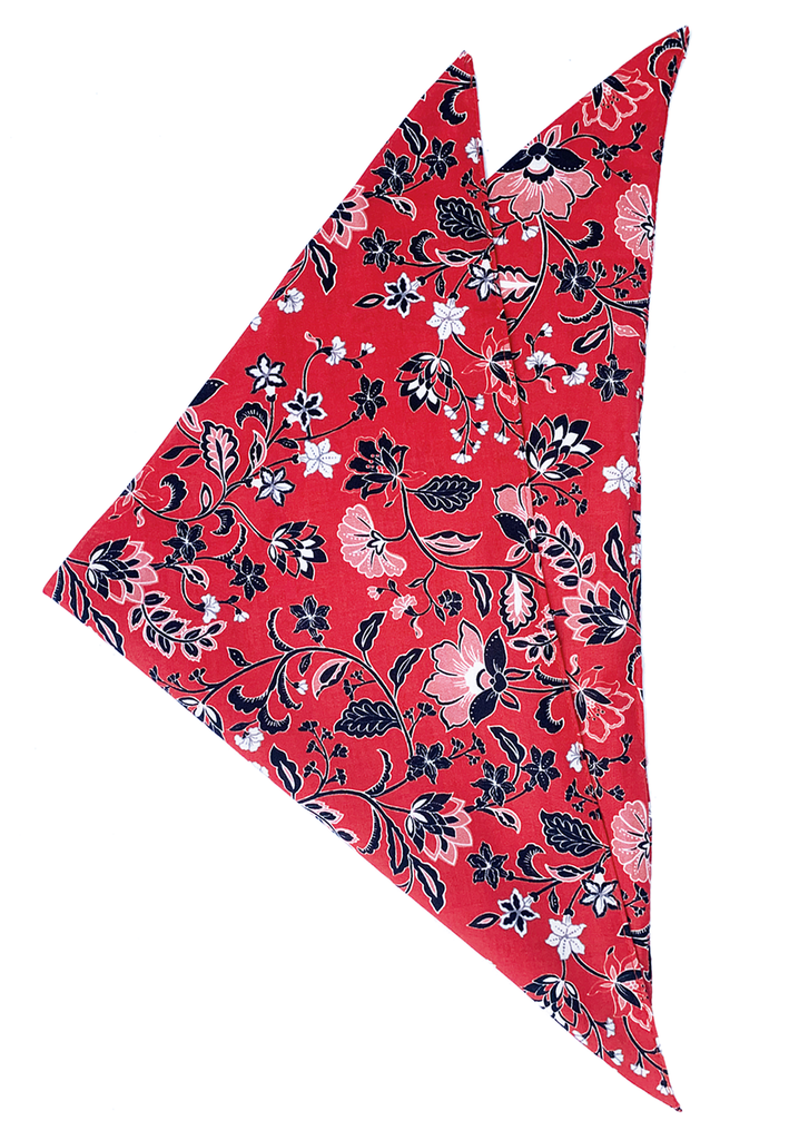 Red Floral Cotton Bandana - Noire Gardens