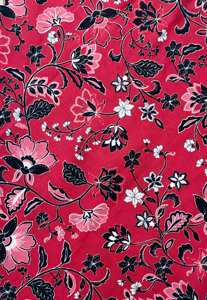 Red Floral Cotton Bandana - Noire Gardens