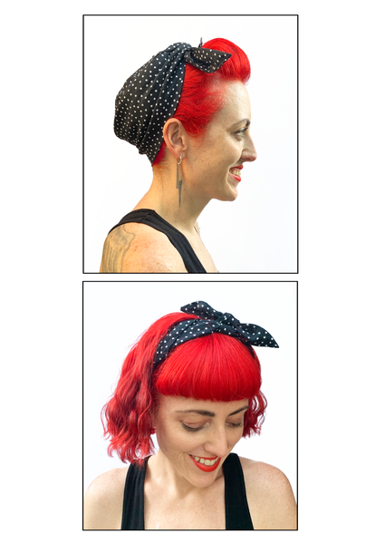 Stars Black Cotton Bandana - Noire Gardens